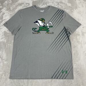 Under Armour Notre Dame Shirt Mens Large Grey Loose Heatgear Fighting Irish